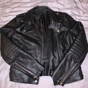 ZARA BASIC OUTWEAR FAUX LEATHER AVIATOR JACKET